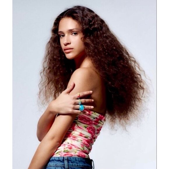 NWT Zara Blogger’s Favorite Floral Draped Sweetheart Neckline Strapless Bodysuit - Picture 3 of 16